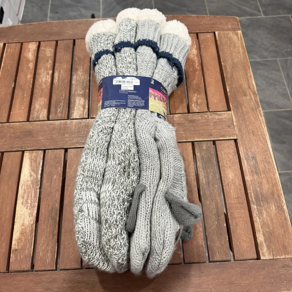 Cuddl Duds 2 Pack Sherpa Lined Lounge Slipper Socks Gray Dog One Size NEW